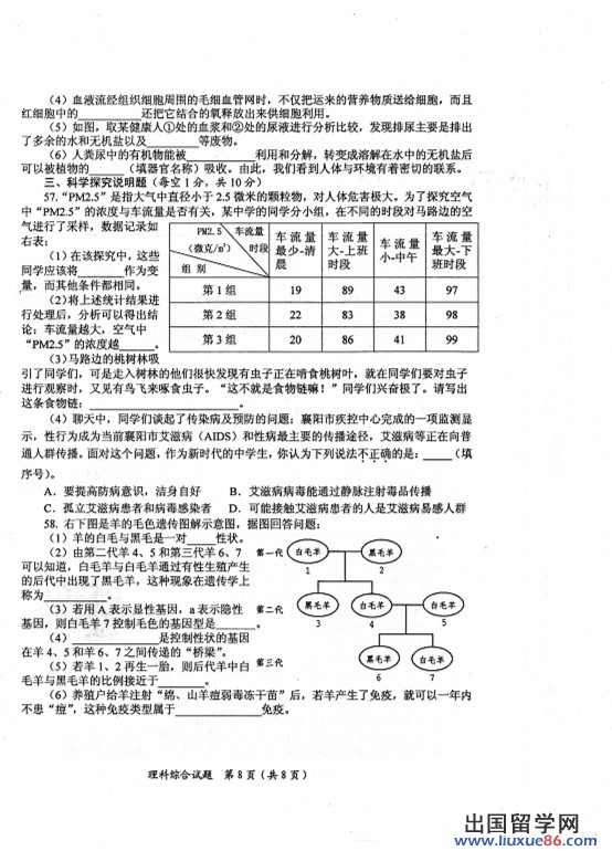 2013襄阳中考理综 试题