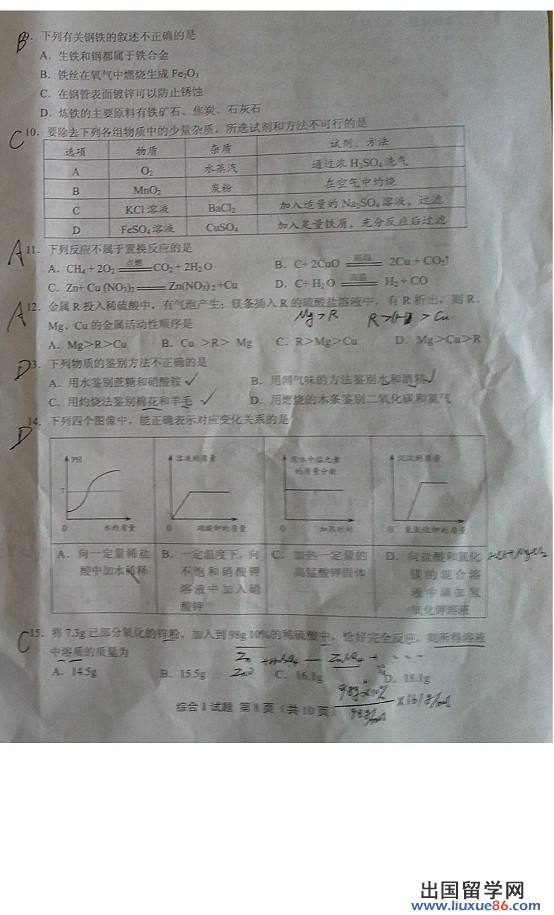 2013盐城中考化学 试题