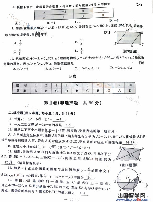 2013陕西中考数学试题及答案