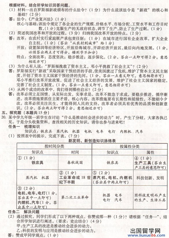 2013山西中考历史试题及答案