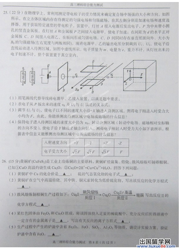 2014温州二模理综试题及答案