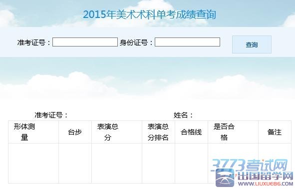 2015年美术术科单考成绩查询