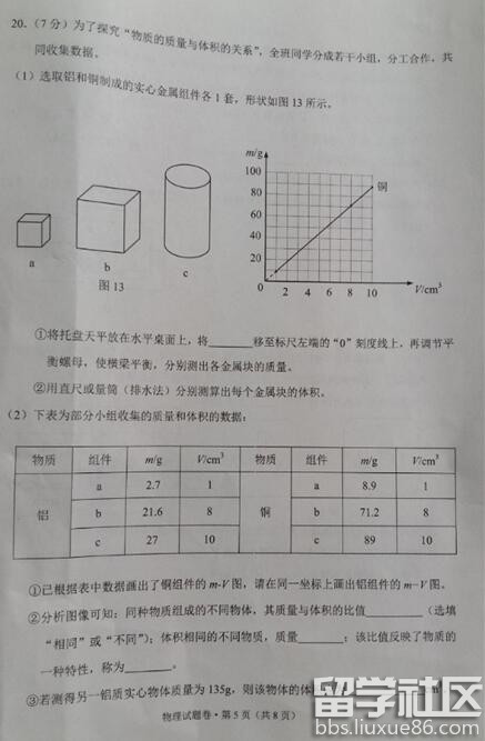 2016云南昆明中考物理试题