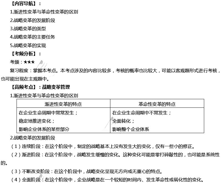 2019注会cpa《战略》高频考点：战略变革管理