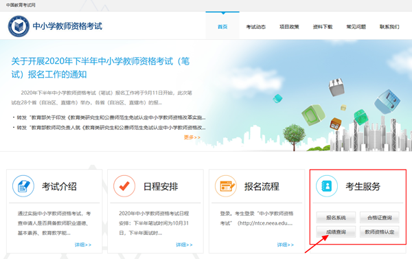 2020年下半年中小学教师资格证笔试成绩查询入口网-中小学教师资格考试网