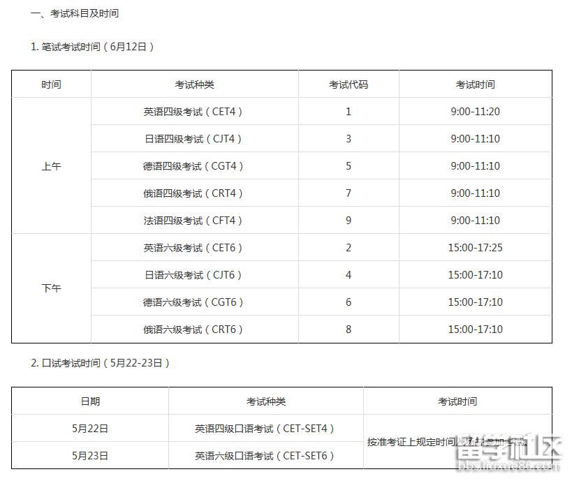 2021北京上半年英语四六级考试时间