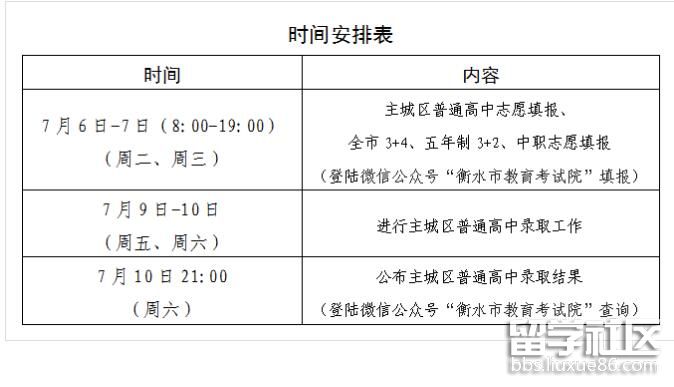 2021河北衡水中考志愿填报时间