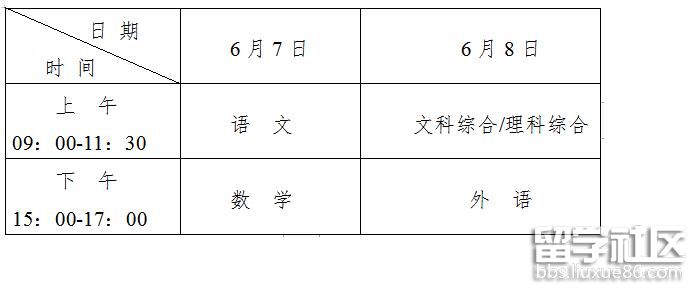 2022青海高考时间及科目