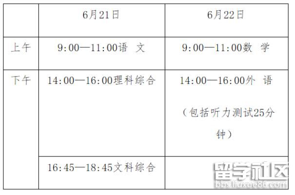 2022河北中考时间及科目