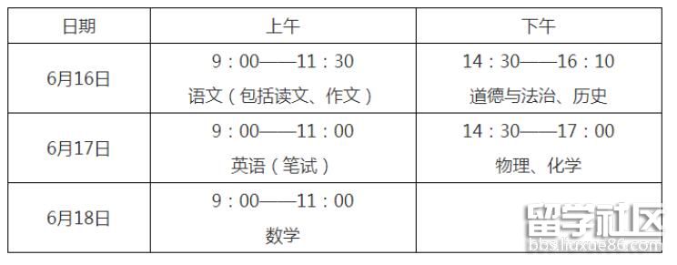 江苏镇江2022中考时间及科目