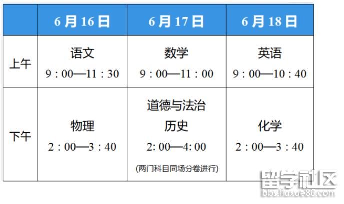 2022江苏无锡中考时间及科目