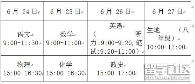 广西河池2022中考时间及科目